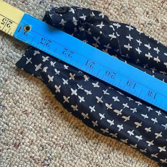 Rebecca Minkoff Womens Black Tan Abstract Silk Long Sleeve Button-Up Shirt Sz 2 - Picture 3 of 13